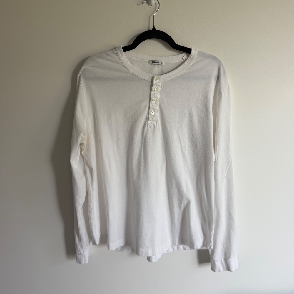 Buck Mason Mens White Long Sleeve Cotton Henley Shirt XL BM11010.285